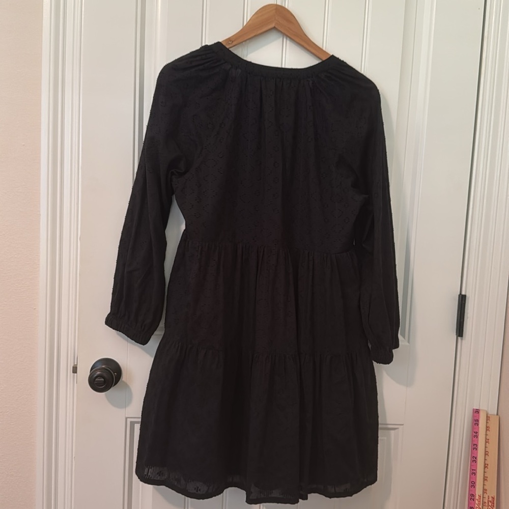 Vineyard Vines Tiered 3/4 Sleeve Dress Black Medium - Picture 2 of 7